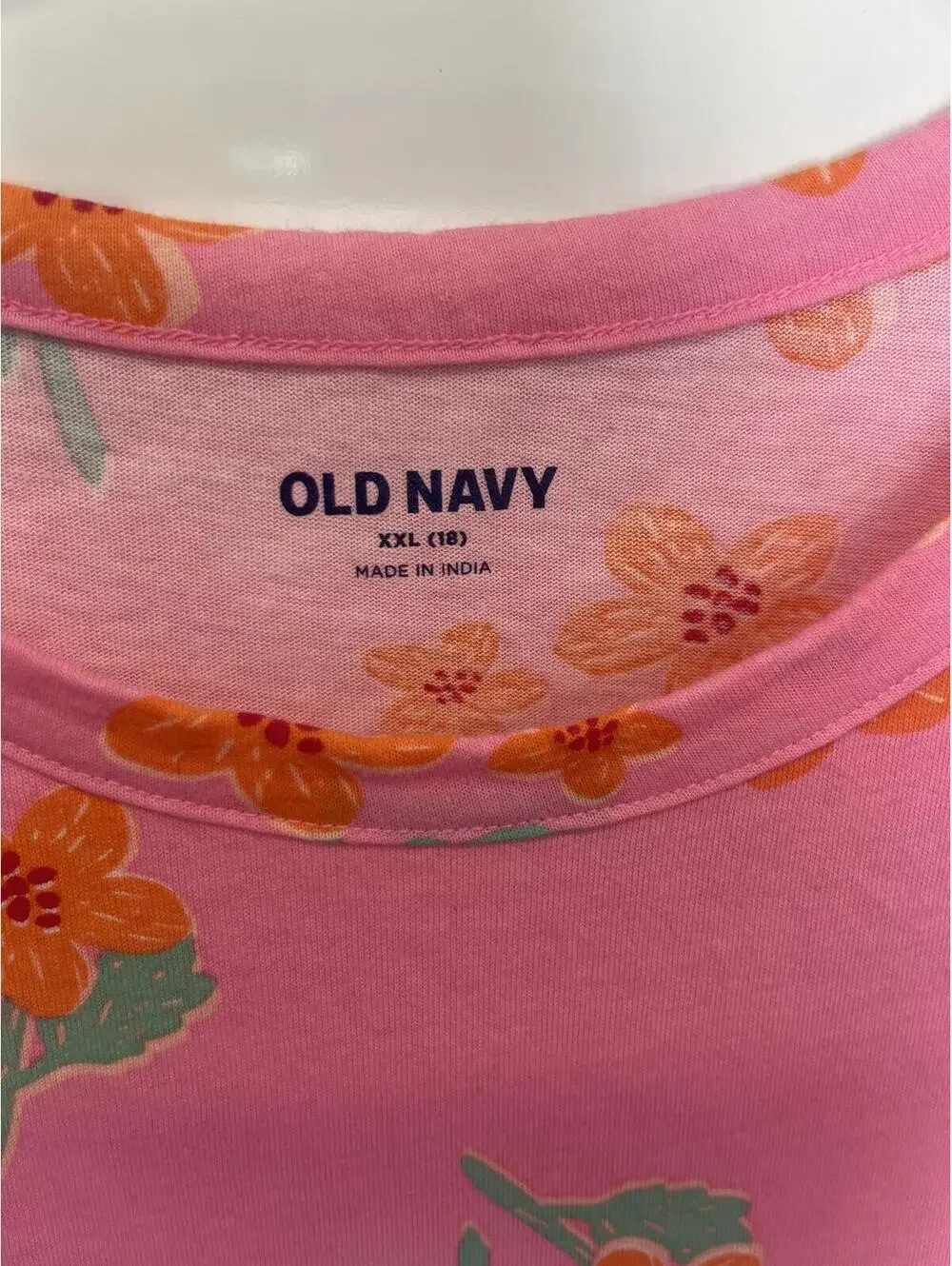 Girls Floral A-Line Dress XXL (18) Pink and Orange Flutter Sleeve Old Navy EUC